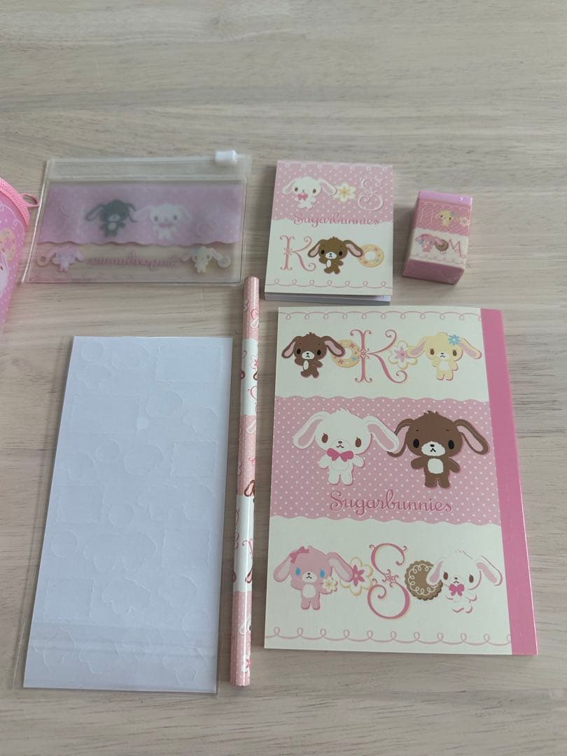 サンリオ　シュガーバニーズ　収納ケース　文房具　シール　平成レトロ