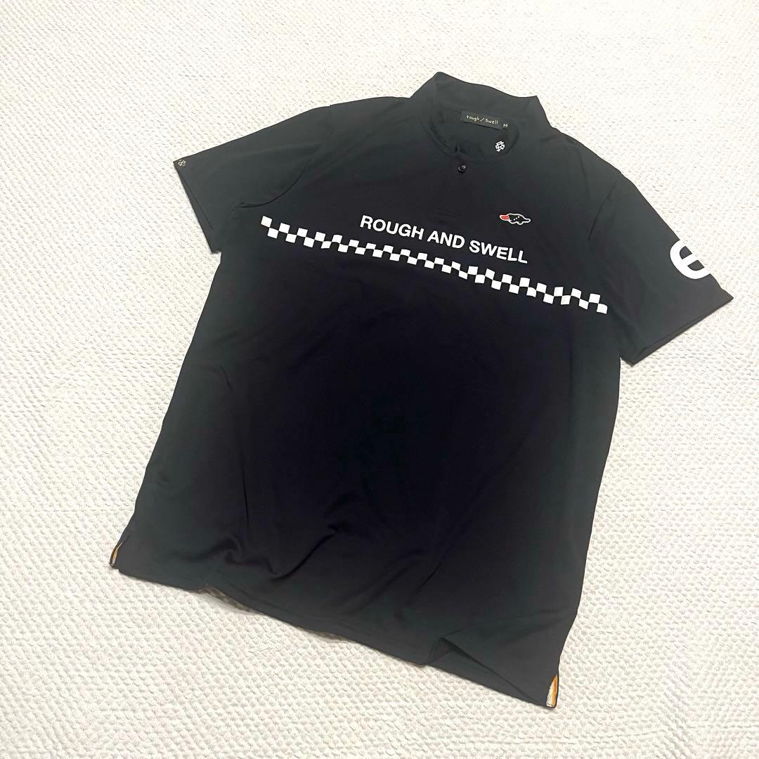 ［美品］rough & swell ゴルフウェア 半袖 ロゴ ブラック M