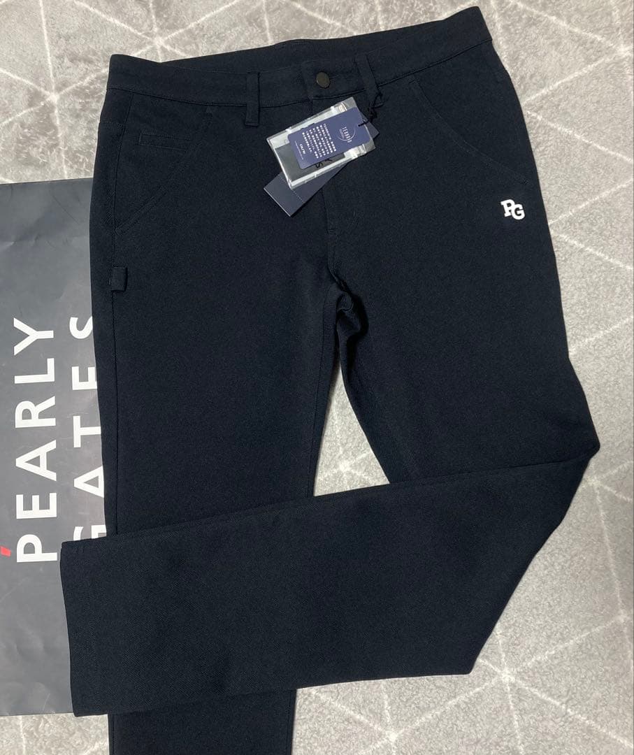 新品 パーリーゲイツ テックスブリッドジャージー5ポケットパンツ(6)LL/紺