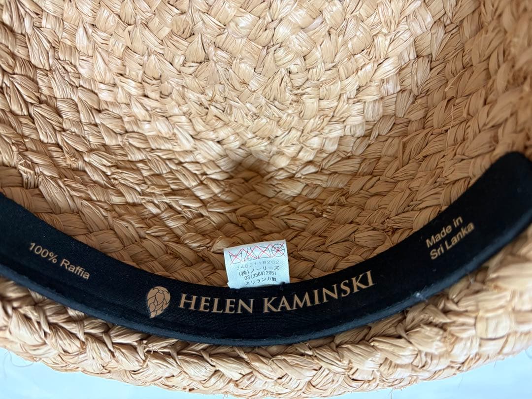 【美品】HELEN KAMINSKI ラフィア　ヘリンボーン　ハット　後リボン
