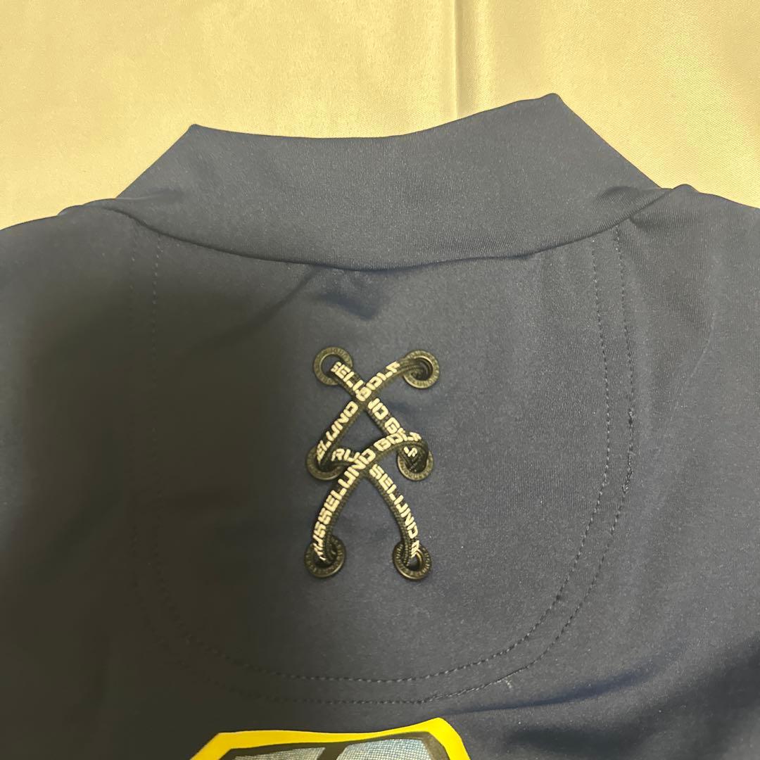 美品RUSSELUNOGOLFラッセルノゴルフネイビー 長袖シャツサイズ5