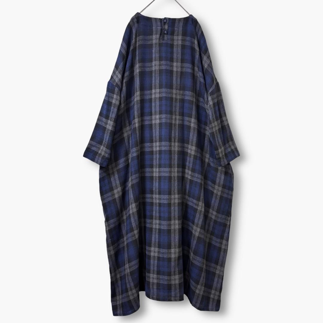 新品【D*g*y】チェックロングワンピース ゆったり ナチュラン ML 大きめ