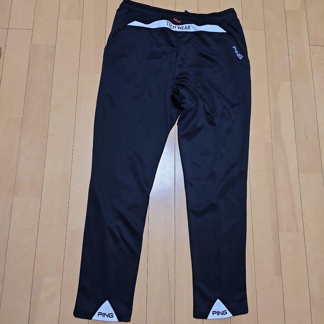 値下げ新品タグ付PING 黒パンツズボンジャージ ジッパーポケット付き