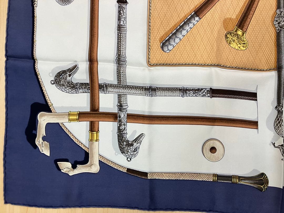 エルメス　杖デザイン シルクスカーフ 約90cm