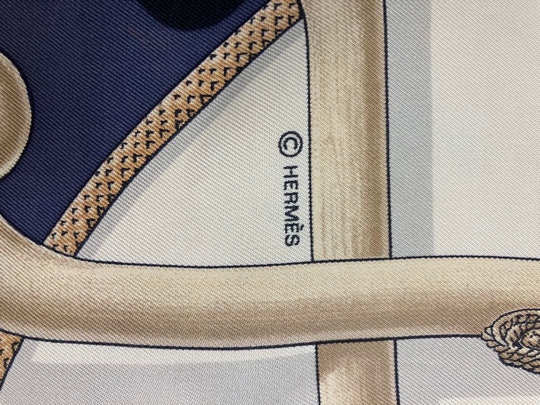 エルメス　杖デザイン シルクスカーフ 約90cm