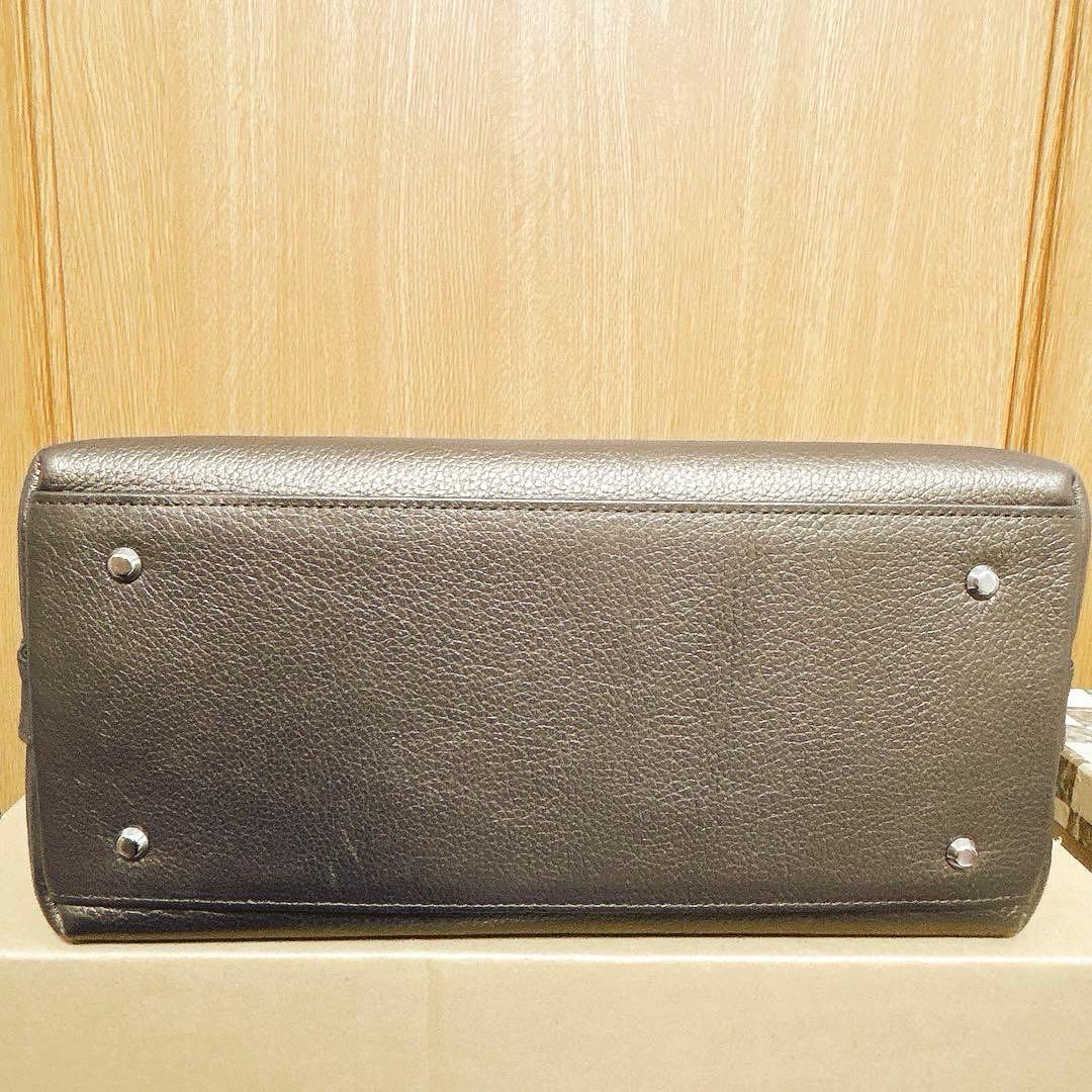 衿秀　利休バッグ　牛革　和装バッグ　レザー　ブラウン系　ブロンズ　和洋兼用