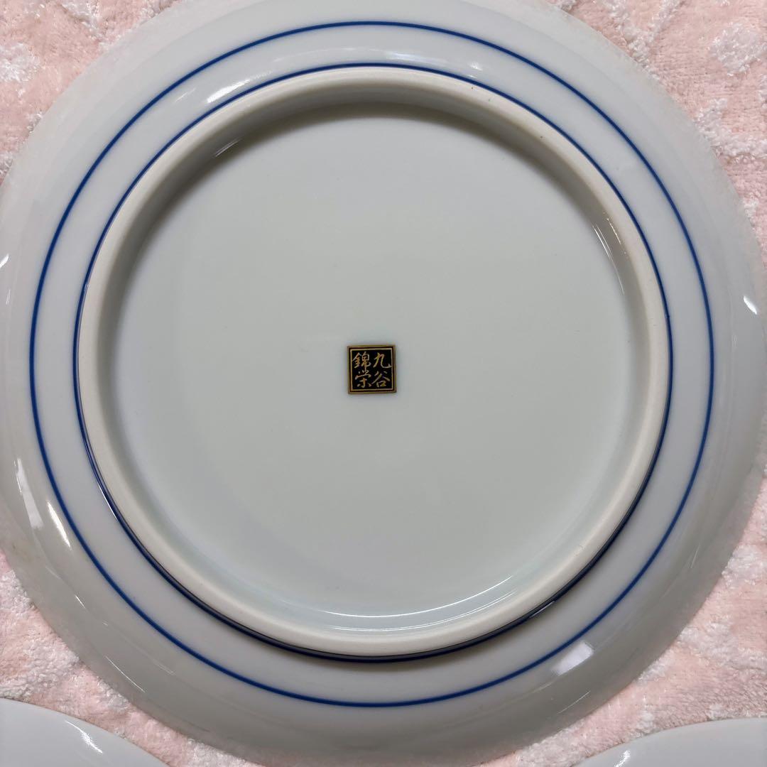 九谷焼　錦栄窯　時代絵　花絵変わり　6号皿揃　中皿　盛皿　19cm