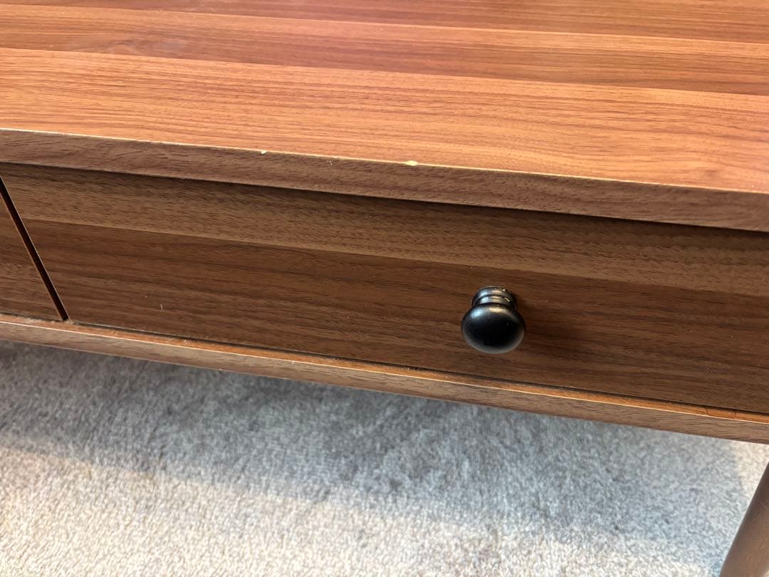 ウォールナット ローテーブル 2引き出し