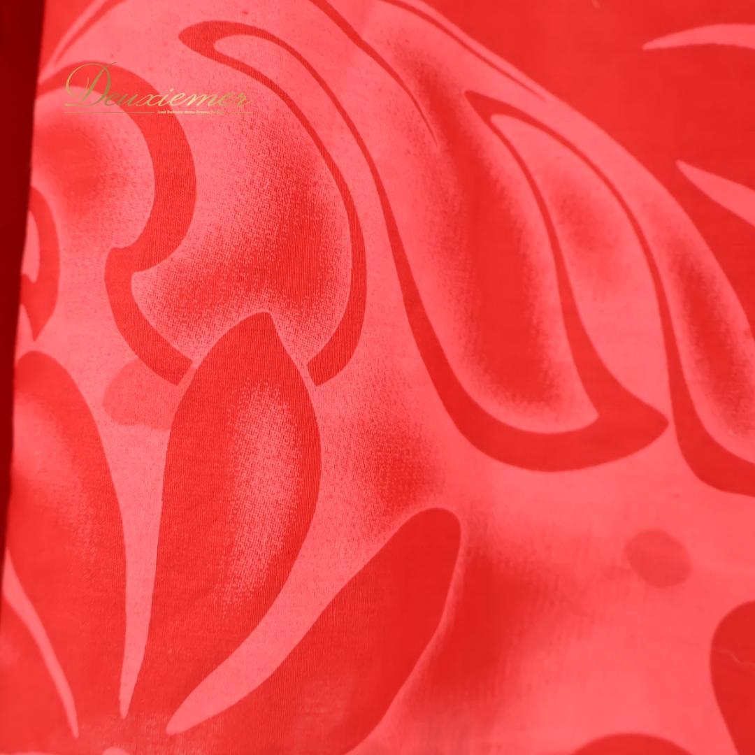 【日本製 フラダンス衣装】レッド Hula Ku ワンピース 赤 黒 花柄 ②