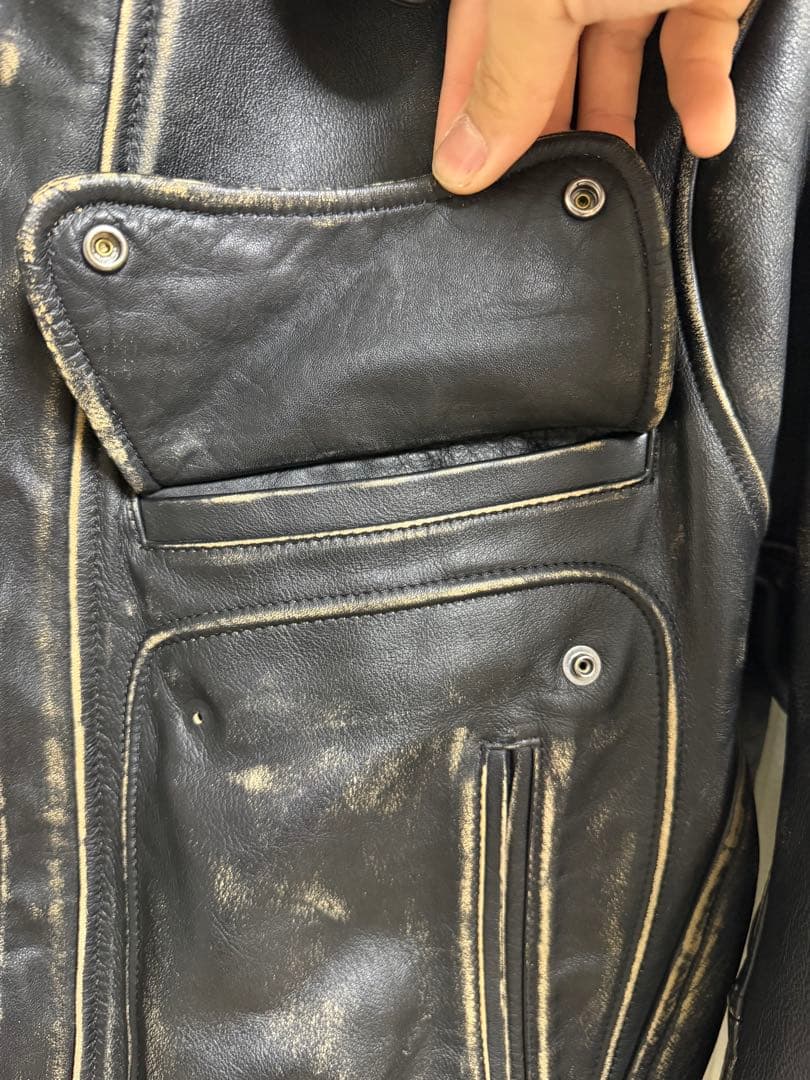 ジャケット・アウター NVRFRGT DISTRESSED LEATHER BOMBER JACKET