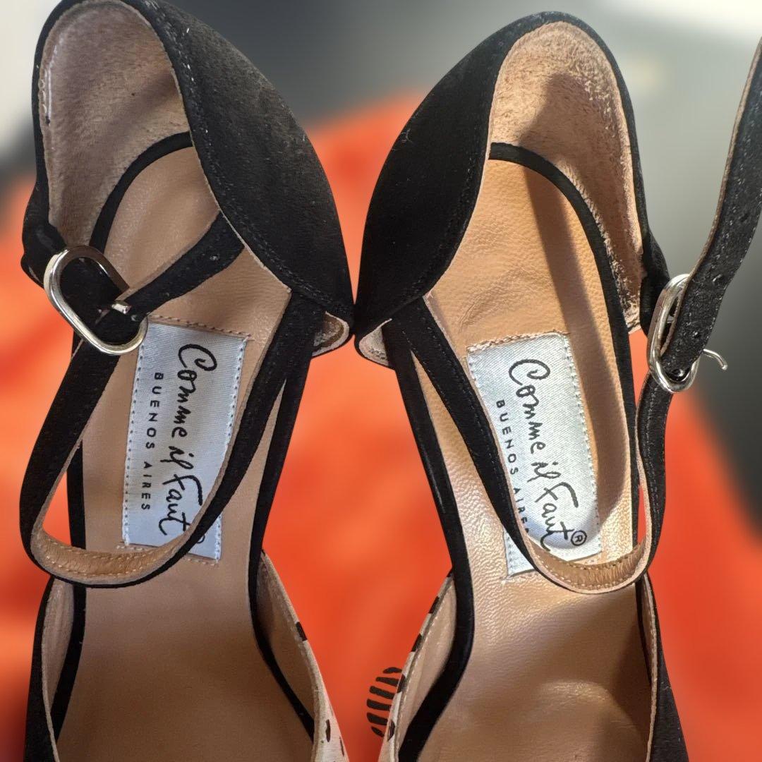 Comme il Faut タンゴシューズ 美品37サイズ 黒/ベージュドット