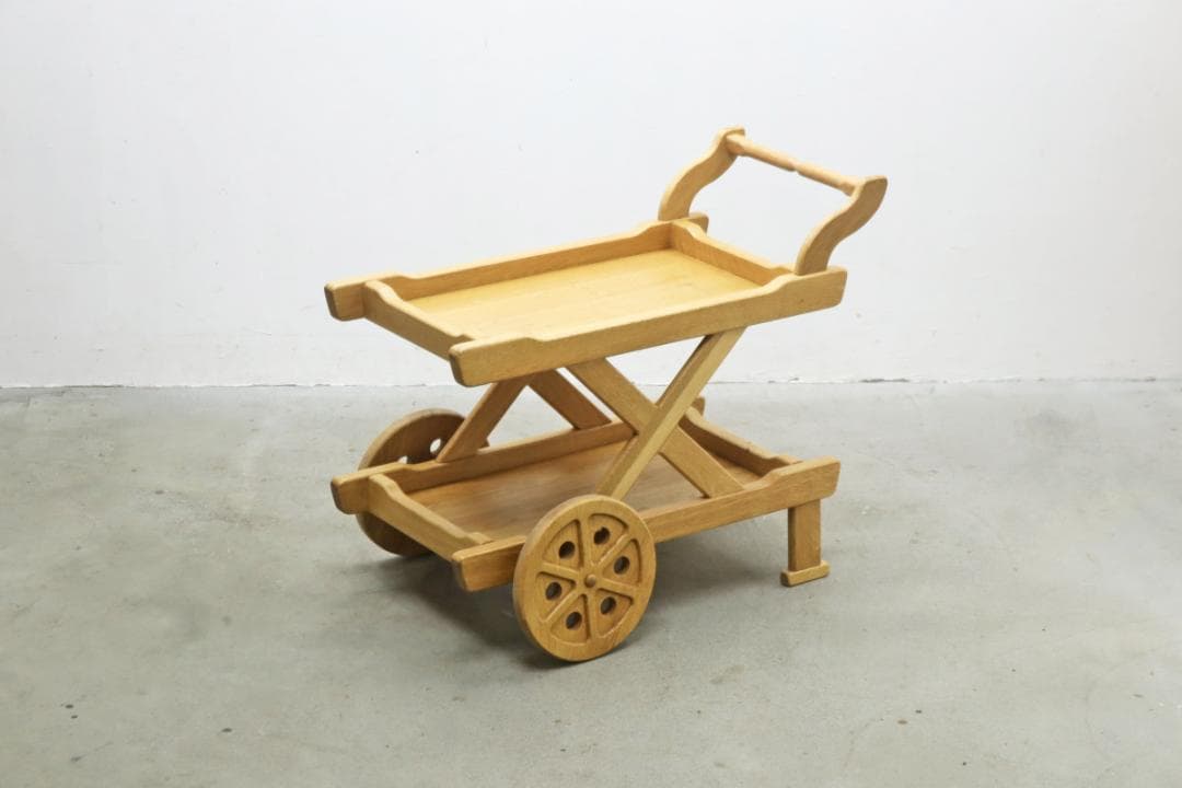 オーク無垢材 トローリー ワゴン キッチン ラック シェルフ カントリー