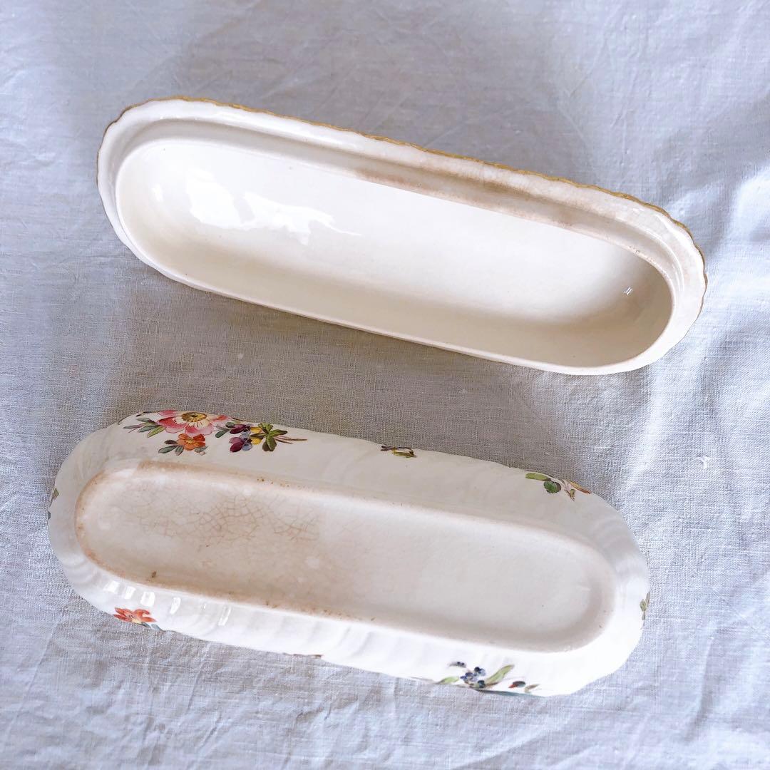 サルグミンヌ　陶器製　トゥースブラシケース　花柄　フランスアンティーク雑貨