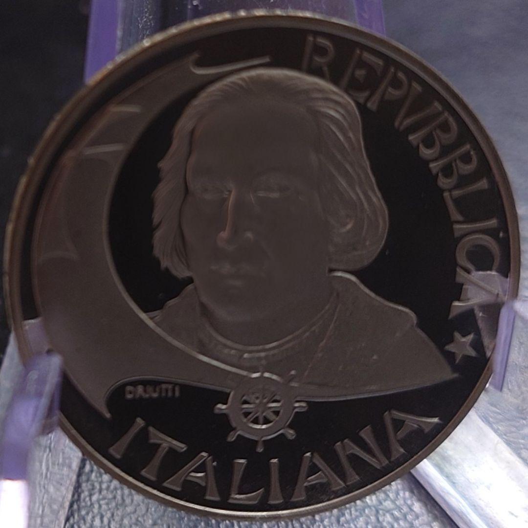 1992年イタリア銀貨 500リラ アメリカ大陸発見500周年記念銀貨SV835