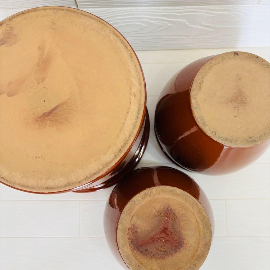 【美品 内側ピカピカ】常滑焼 久松窯 蓋付 丸壺2号・3号 切立5号 3点セット