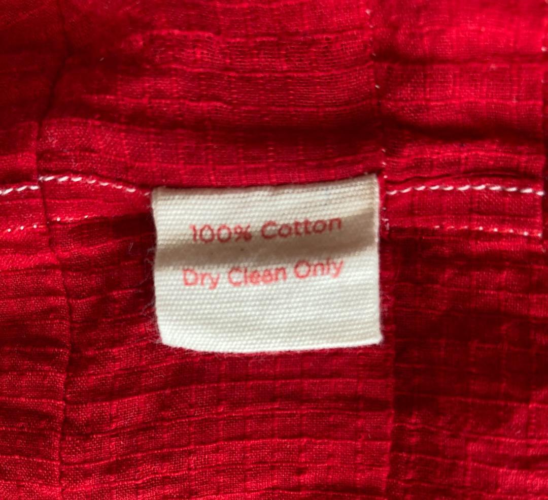 INJIRI カシュクール風赤ワンピL/刺繍/インド綿/手仕事/45rpm/民芸