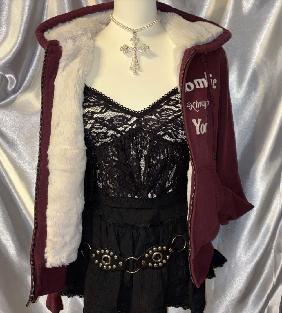 Abercrombie&Fitchレア ファーパーカーzip y2k グランジ