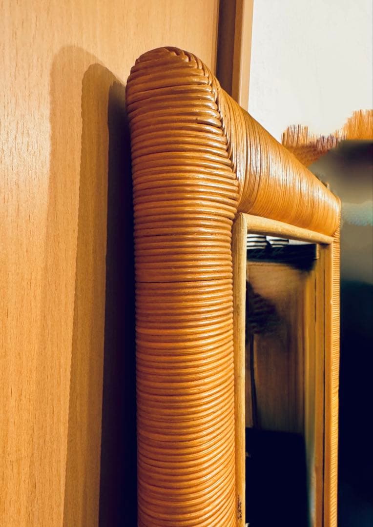 廃盤・希少 【無印良品】 ヴィンテージ ラタンミラー 158×54