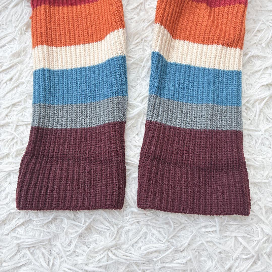 パーリーゲイツ ゴルフ マルチボーダー タートルセーター リブニット ロゴ刺繍