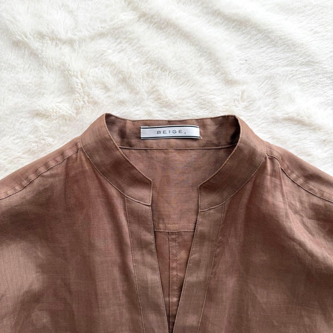 ほぼ未使用品✨BEIGE.リネン100% ロングワンピース Aライン L