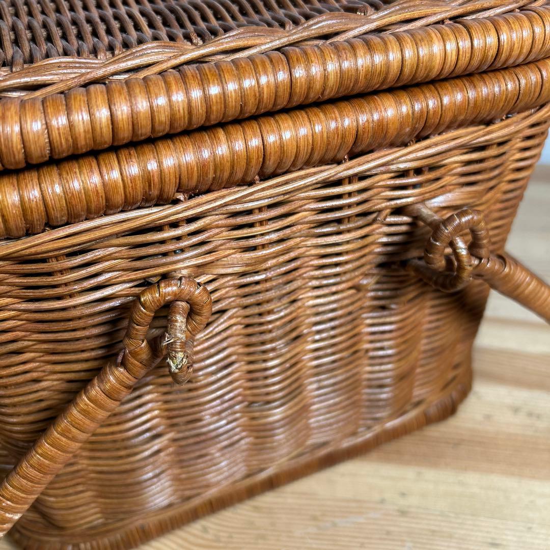 ラッセル 良質ラタンの裁縫箱 籐かご バスケット