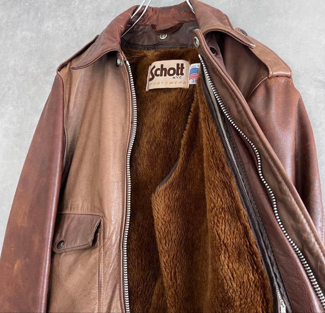 80s schott A-2 フライトジャケット ブラウン