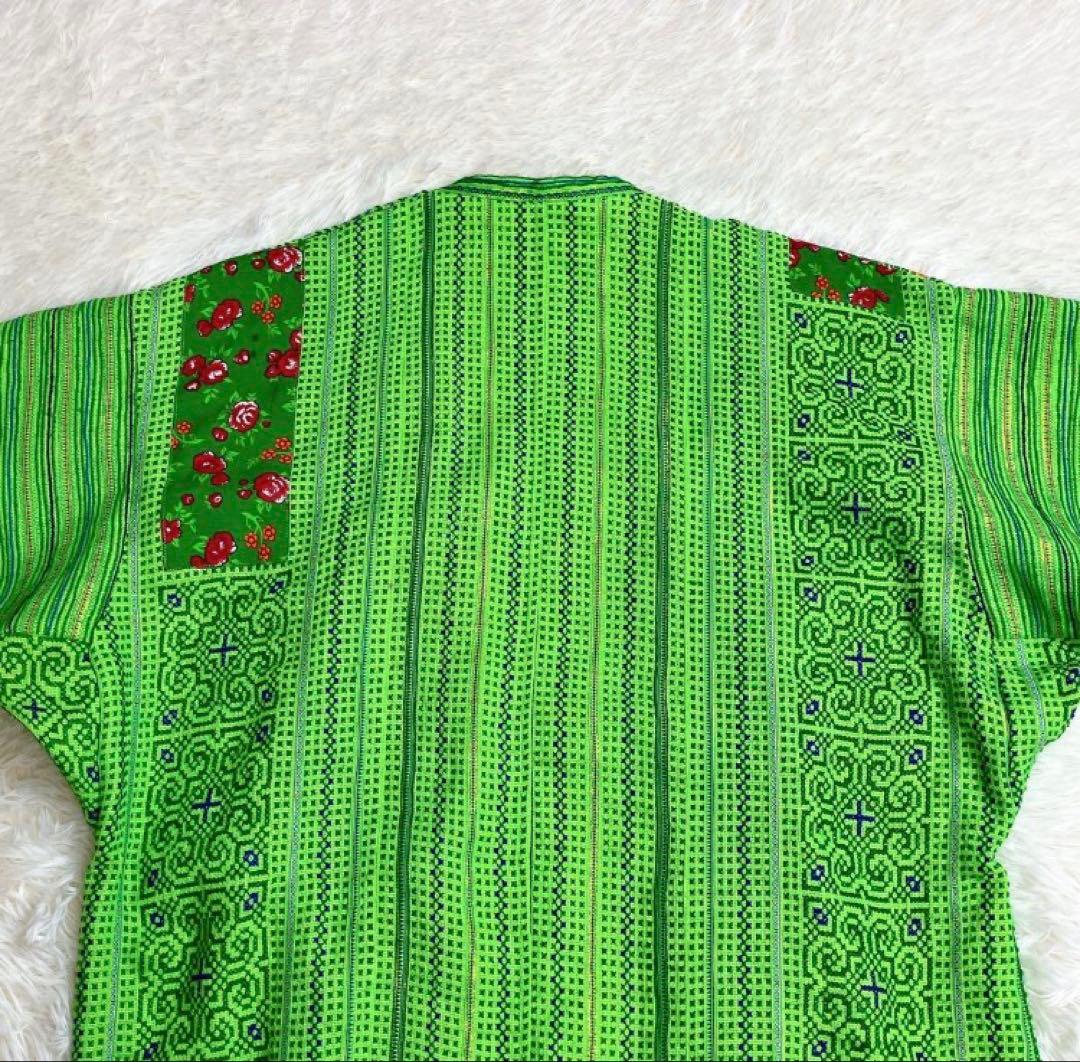 ✨希少✨Freada フリーダ　ガウン　モン族　グリーン　刺繍　民族衣装