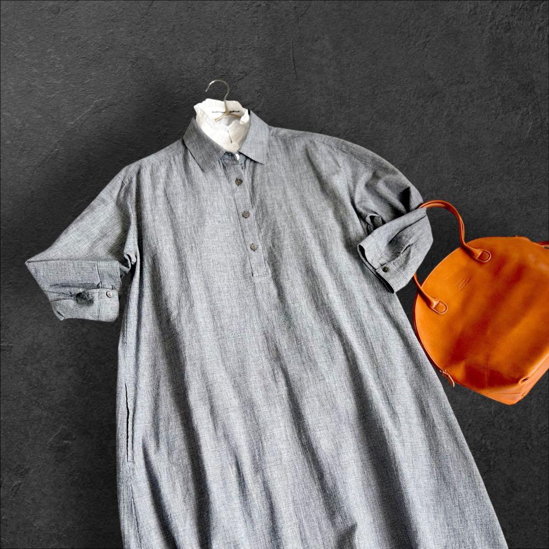 未使用❤️マドモアゼルノンノン　リネン　千鳥格子チェックロングワンピ　フリーサイズ