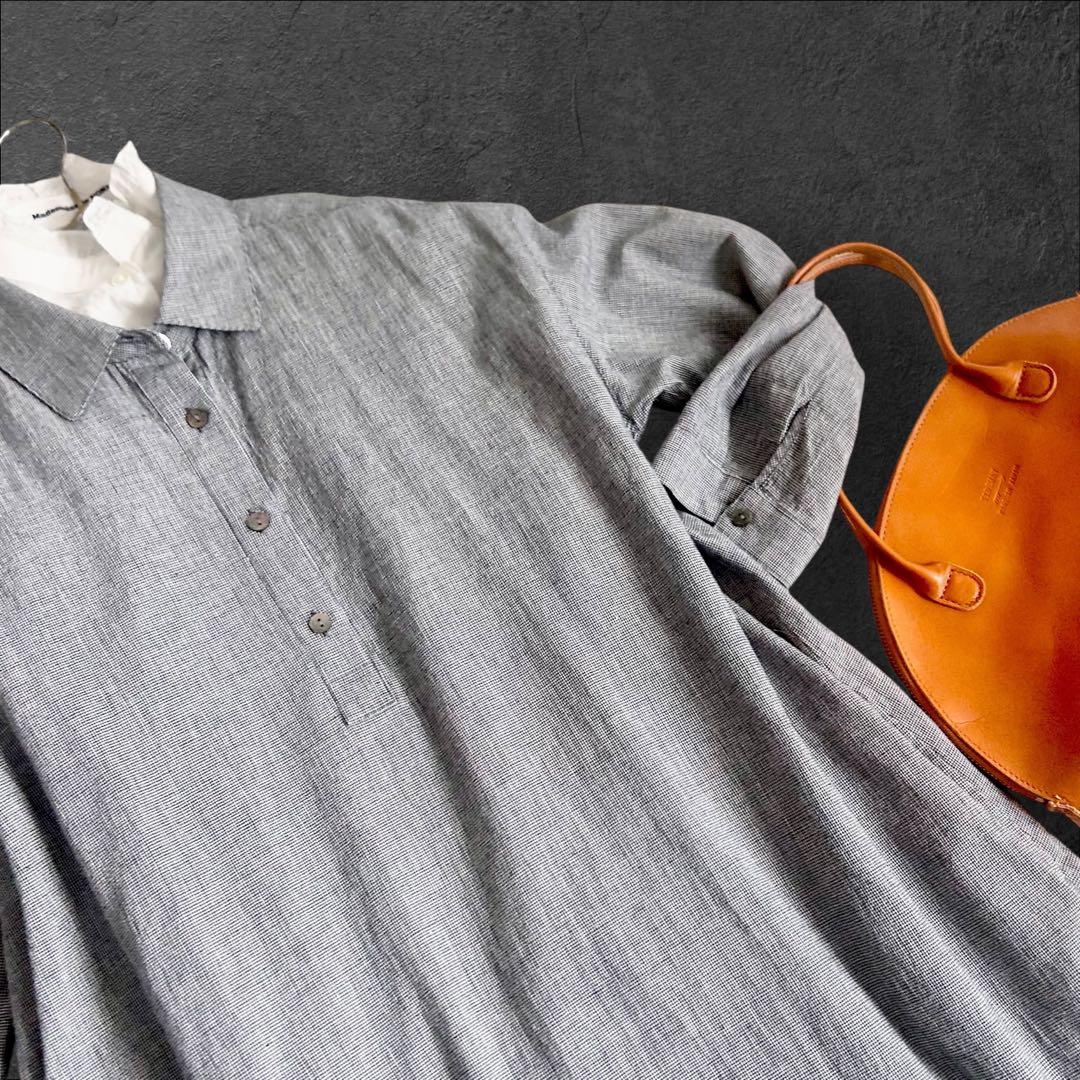 未使用❤️マドモアゼルノンノン　リネン　千鳥格子チェックロングワンピ　フリーサイズ