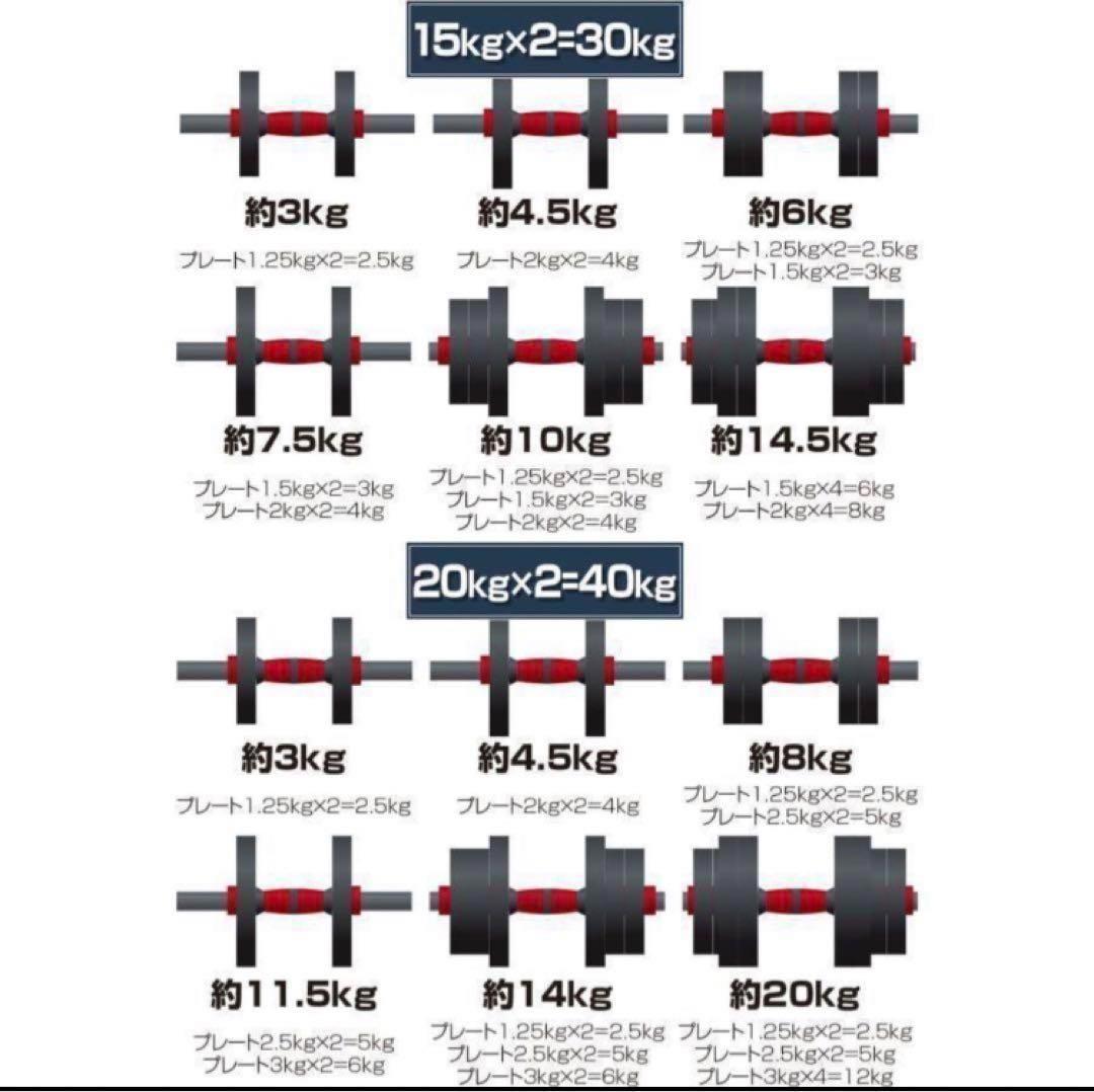 【限定】ダンベル 可変式 20kg可変式ダンベル 40kg 多機能2個セット