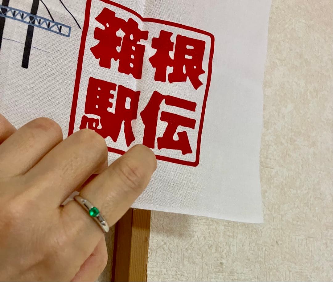 pt900＊ザンビア産の美しいエメラルド＆ダイヤリングです