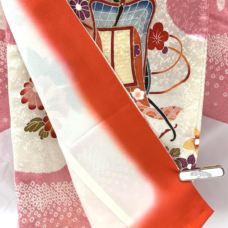 412ag82着物,長襦袢□七五三 七歳 古典柄 絞染め□美品