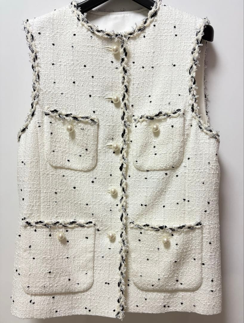 アナイEternal Line 2025ミニドットツイード４ポケットジレ