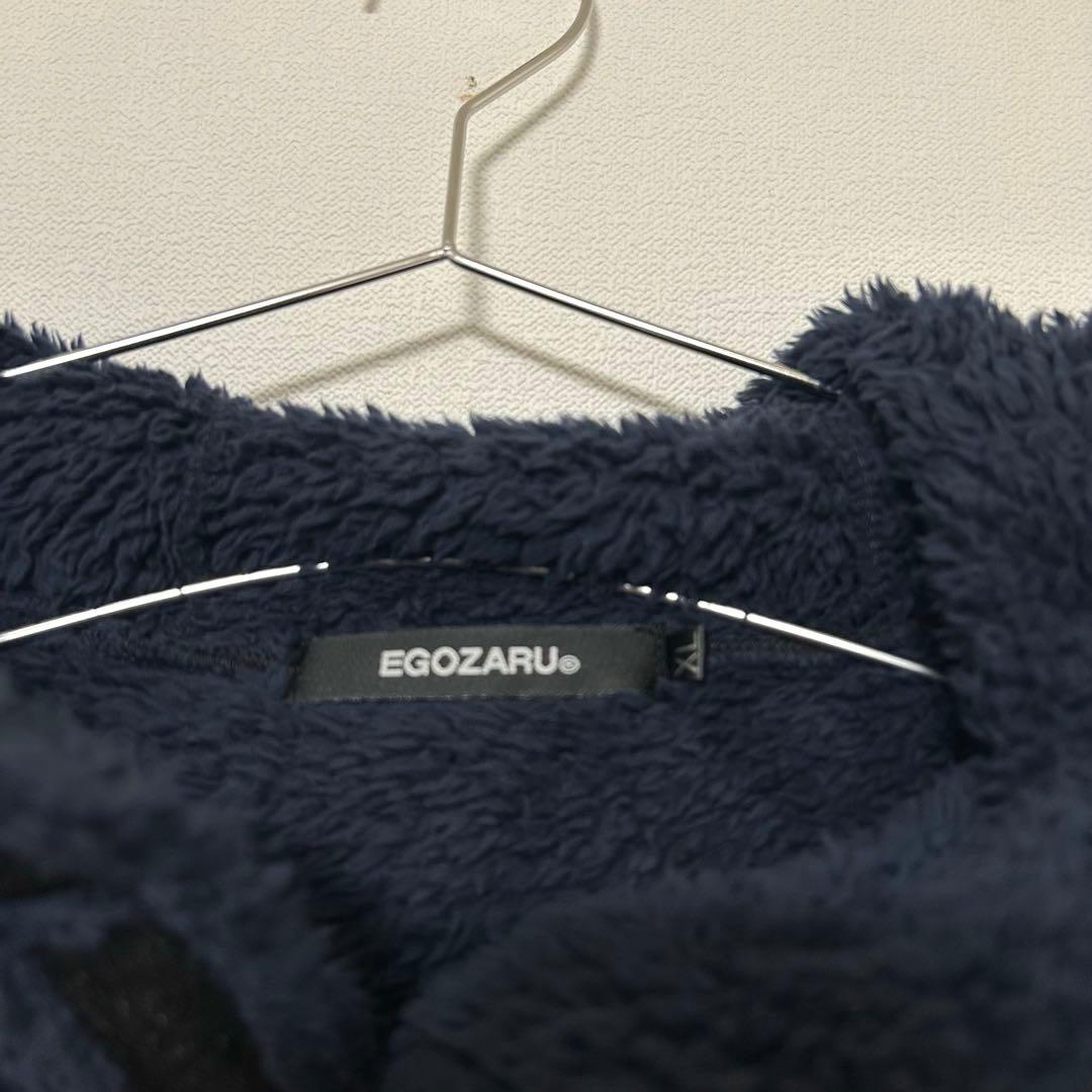 EGOZARU エゴザル フード付ボアフリース ジャケット パーカー ネイビー
