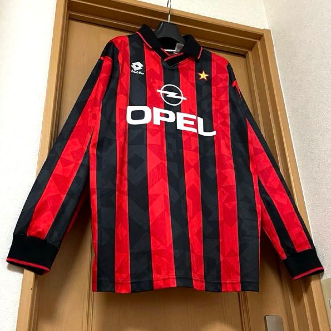 イタリア製 ビンテージ ACミラン lotto 長袖 ゲームシャツ ユニフォーム