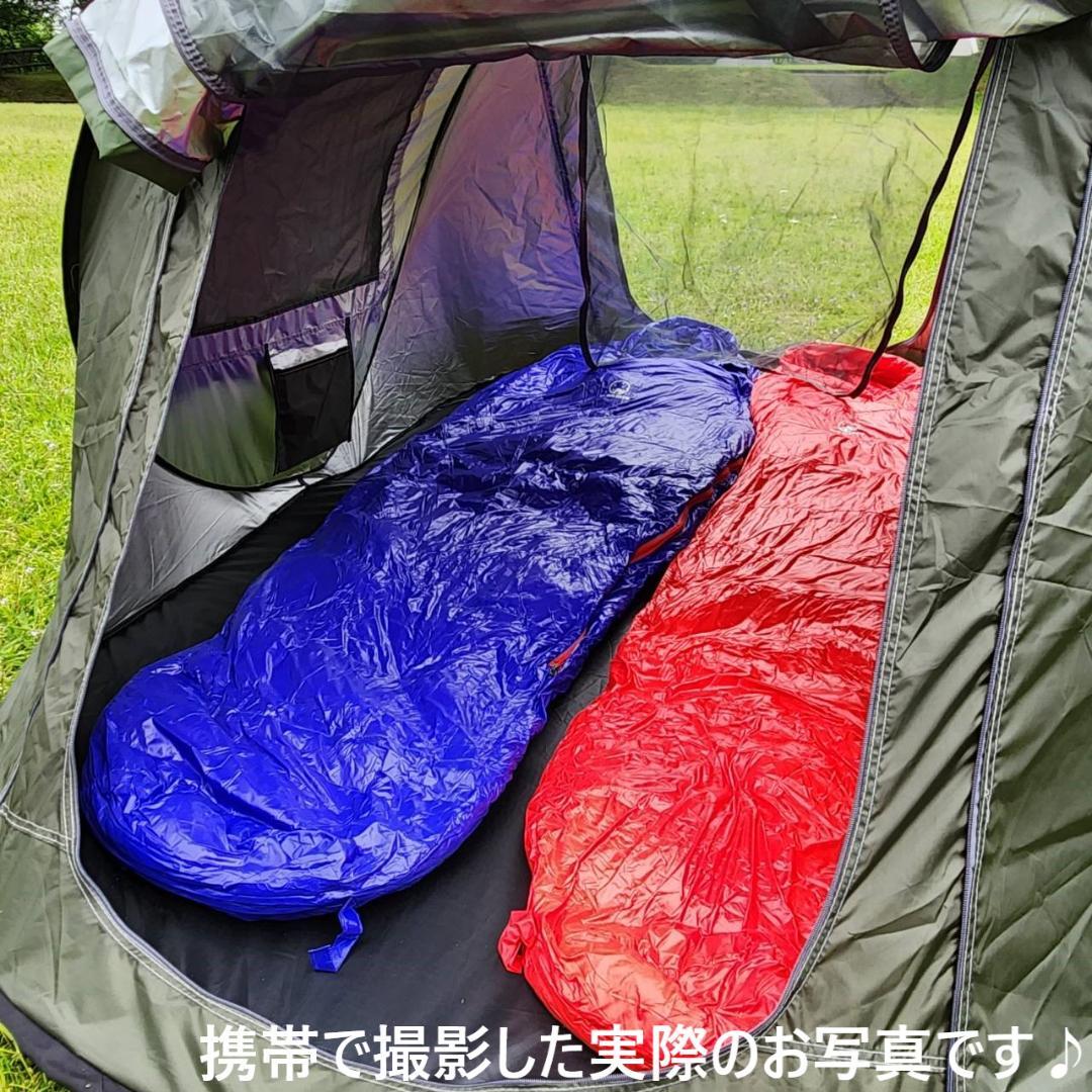 寝袋　シュラフ　マミー型　グースダウン使用　アウトドア　レッド　400g