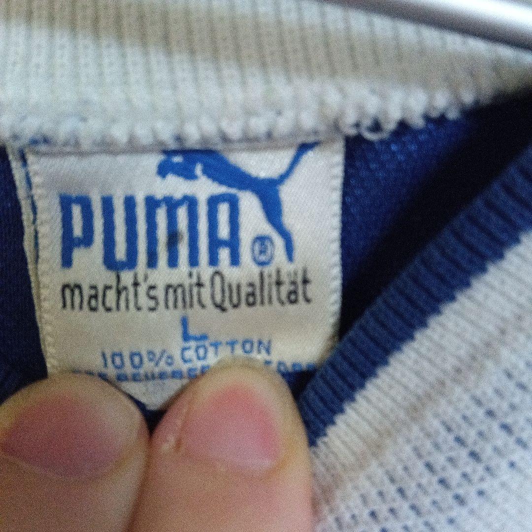 古着　ヴィンテージ　PUMA Temps&Co. 青シャツ