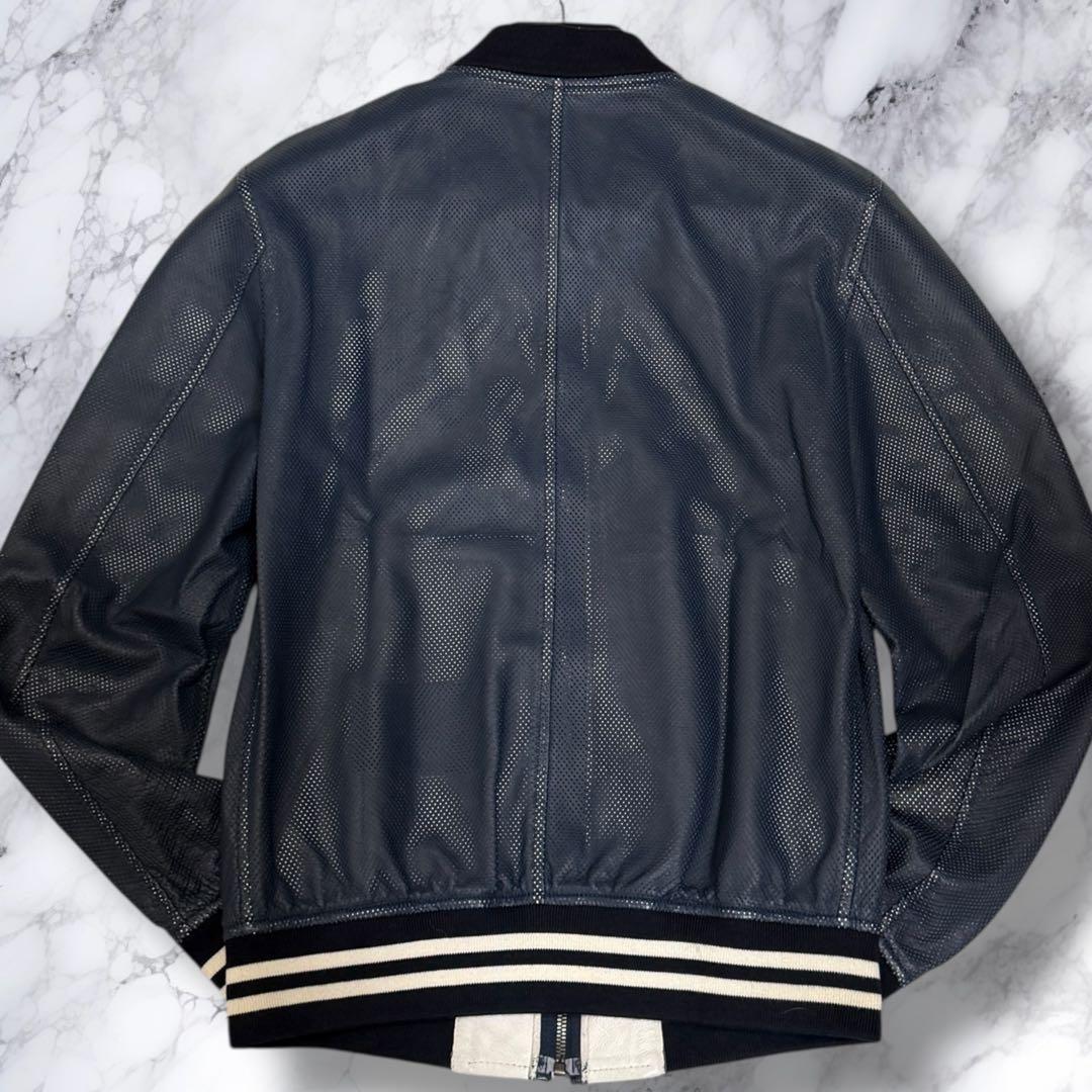 美品 ドルチェ&ガッバーナ ラムレザー パンチング レザータグ レザージャケット