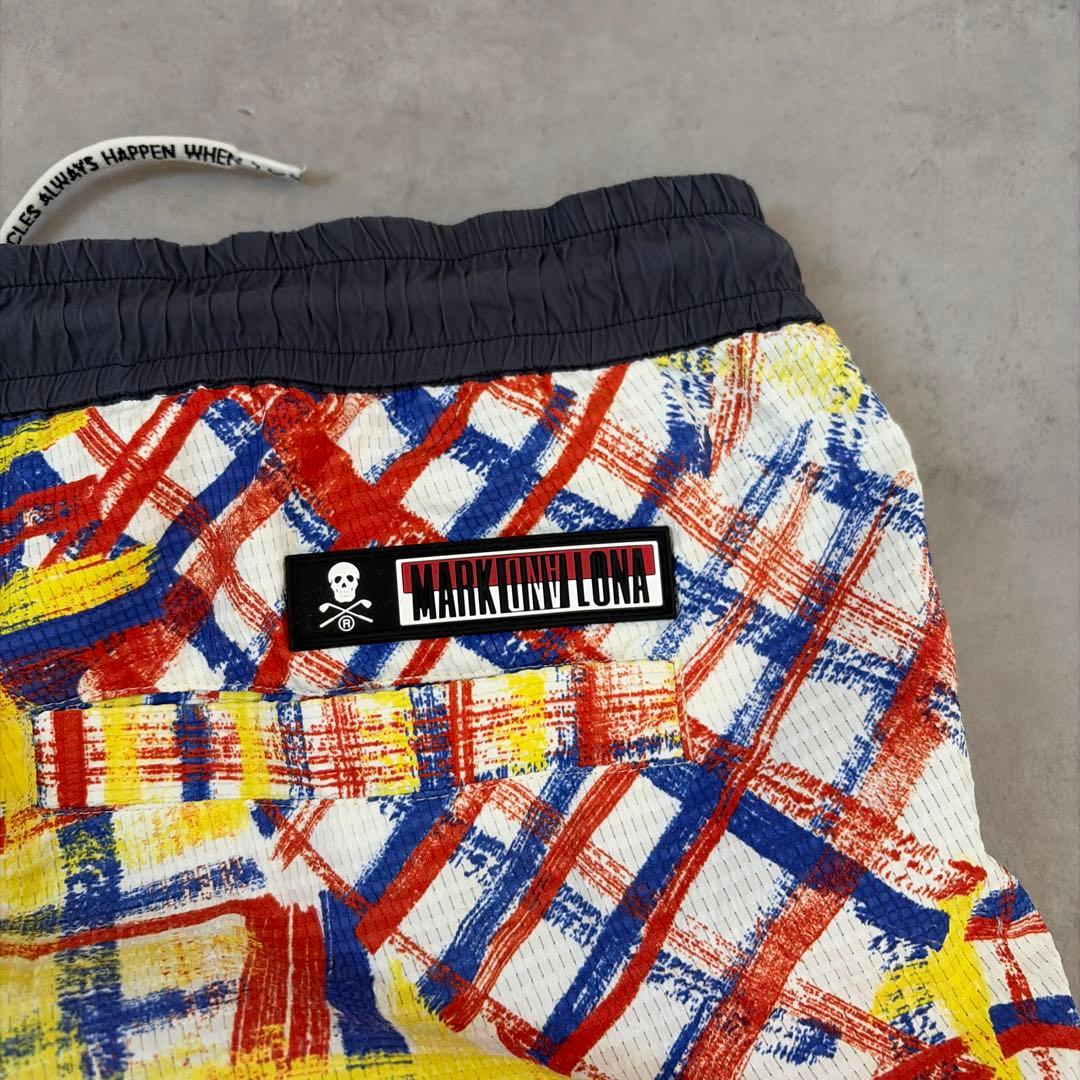 マークアンドロナ 日本製 ゴルフ ロゴテープ チェックショートパンツ