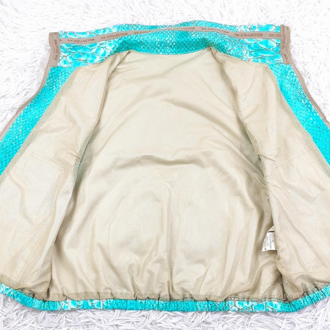 美品◎伊太利屋 ベスト2枚セット 青系 水色 ペイズリー柄 スネークスキン柄