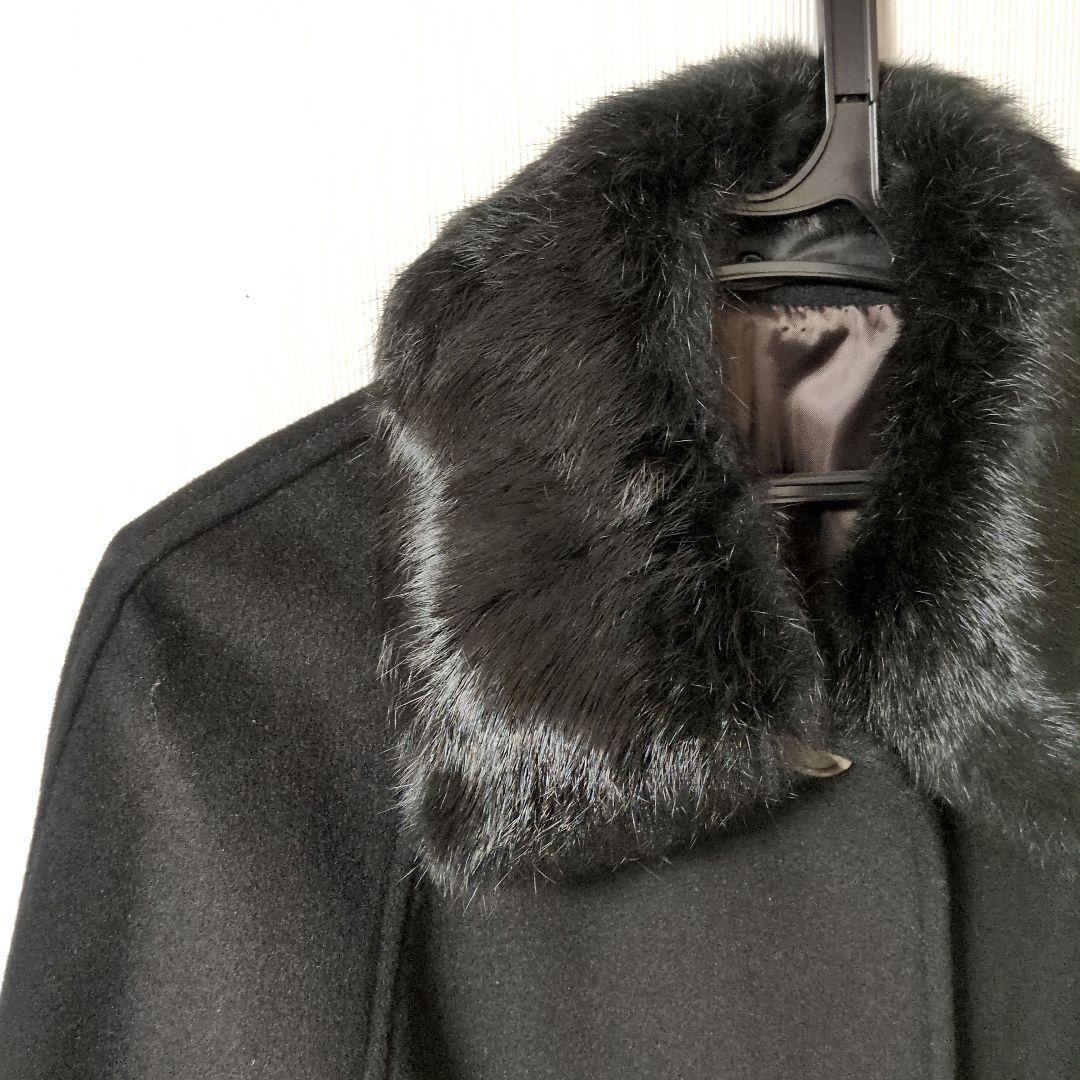 COMME CA ISM ケープコート ウール アンゴラ ポンチョ 黒 アウター