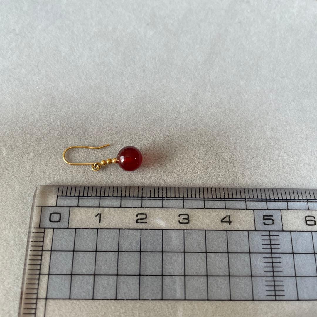 ガーネットピアス　K18 片耳用　フックピアス