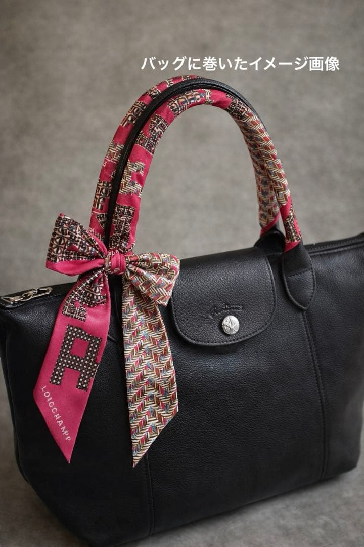 LONGCHAMP シルクリボン　ピンク　ロンシャン　スカーフ