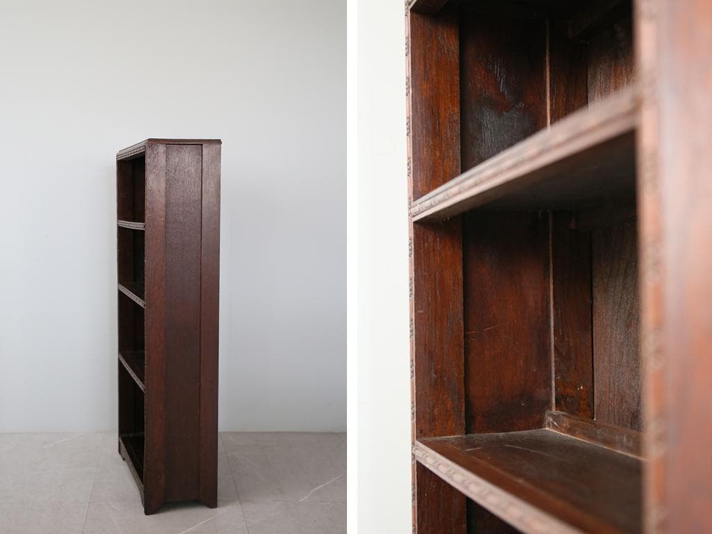 英国アンティーク木製ブックシェルフ/本棚/食器棚/飾り棚/収納ラック89-174