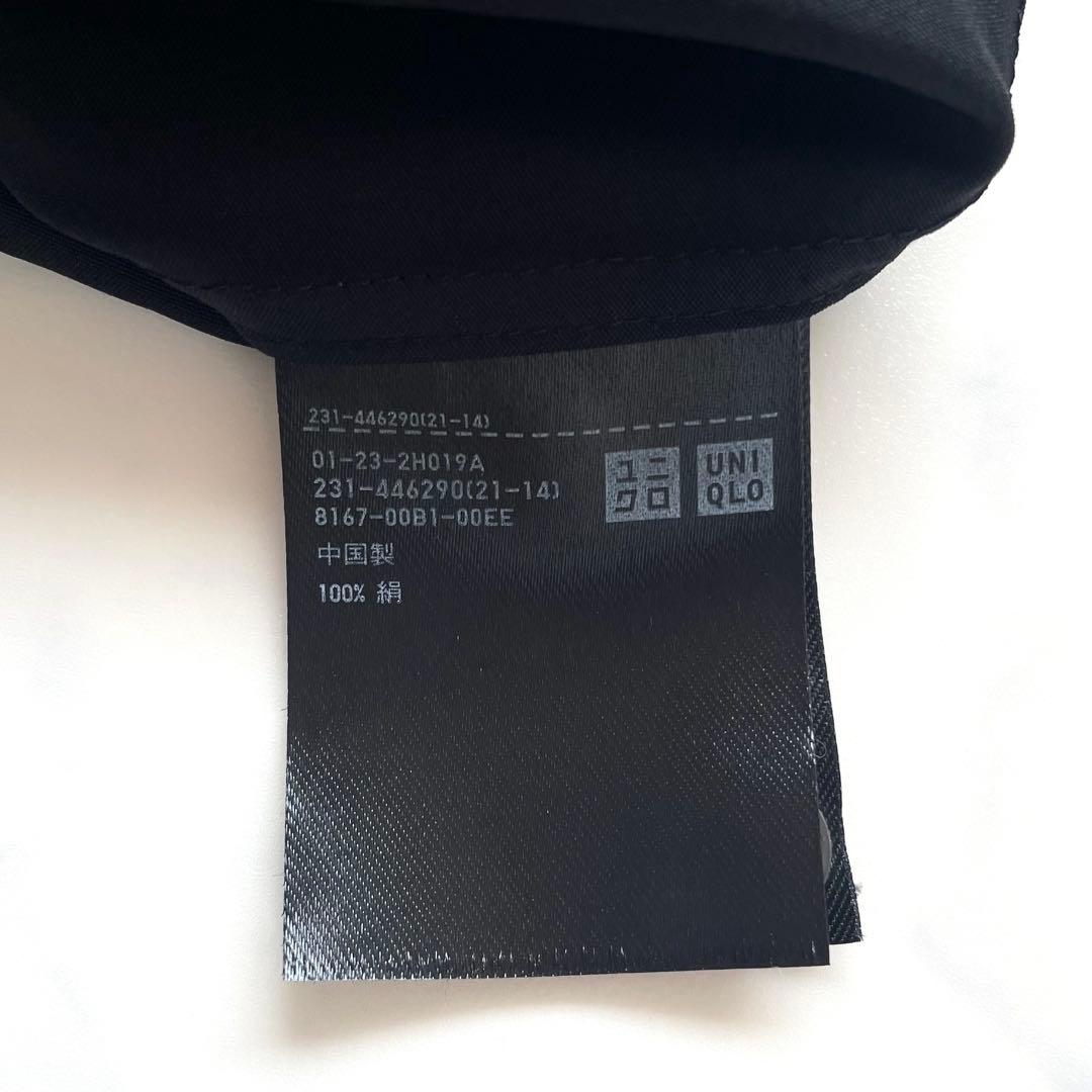 +J シルクボウタイブラウス　シルク100% XL 大きいサイズ　ブラック