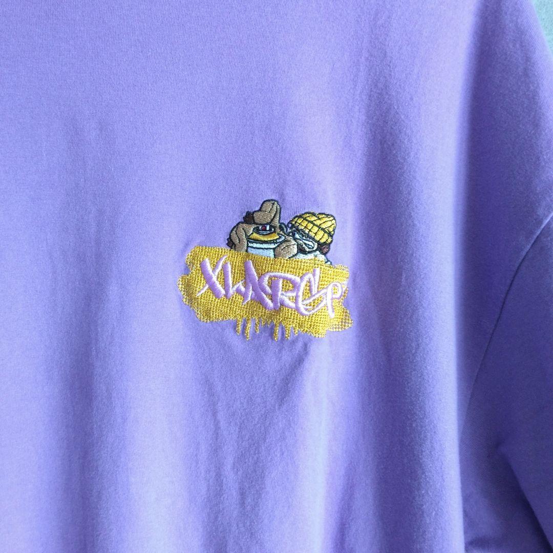 XLARGE パープル Tシャツ ゴリラ　スプレー　古着男女　ストリート