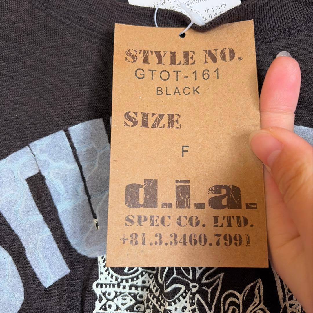 新品タグ付　d.i.a.デカスカル×王冠プリントロンT ブラックF