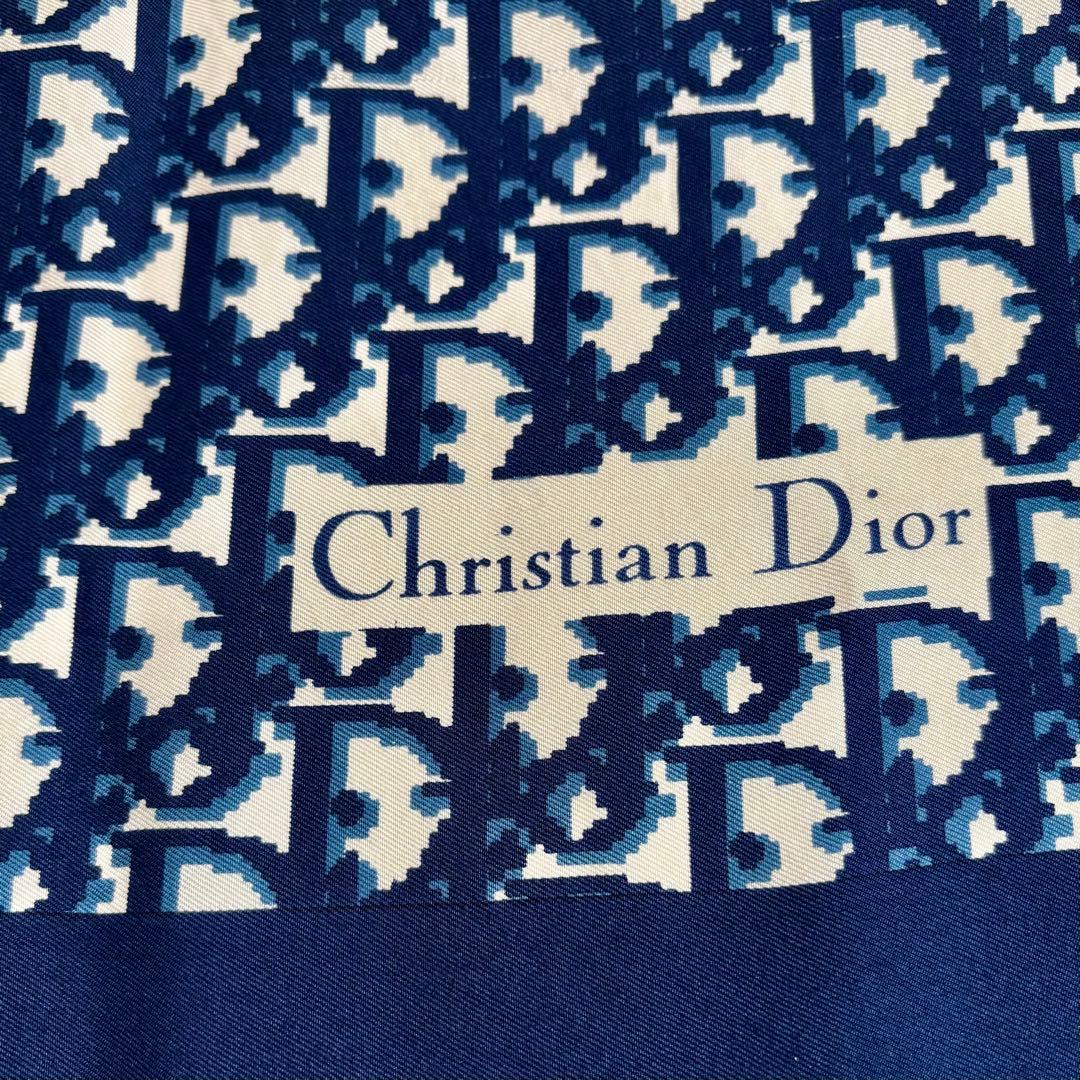 【クリスチャンディオール】トロッター スカーフ シルク100 ネイビー 紺色