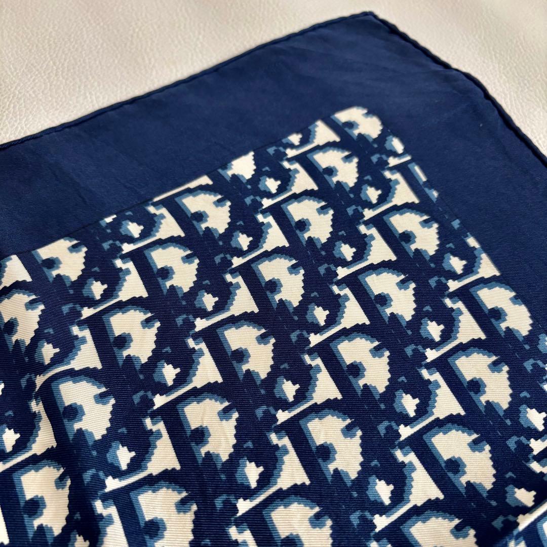 【クリスチャンディオール】トロッター スカーフ シルク100 ネイビー 紺色