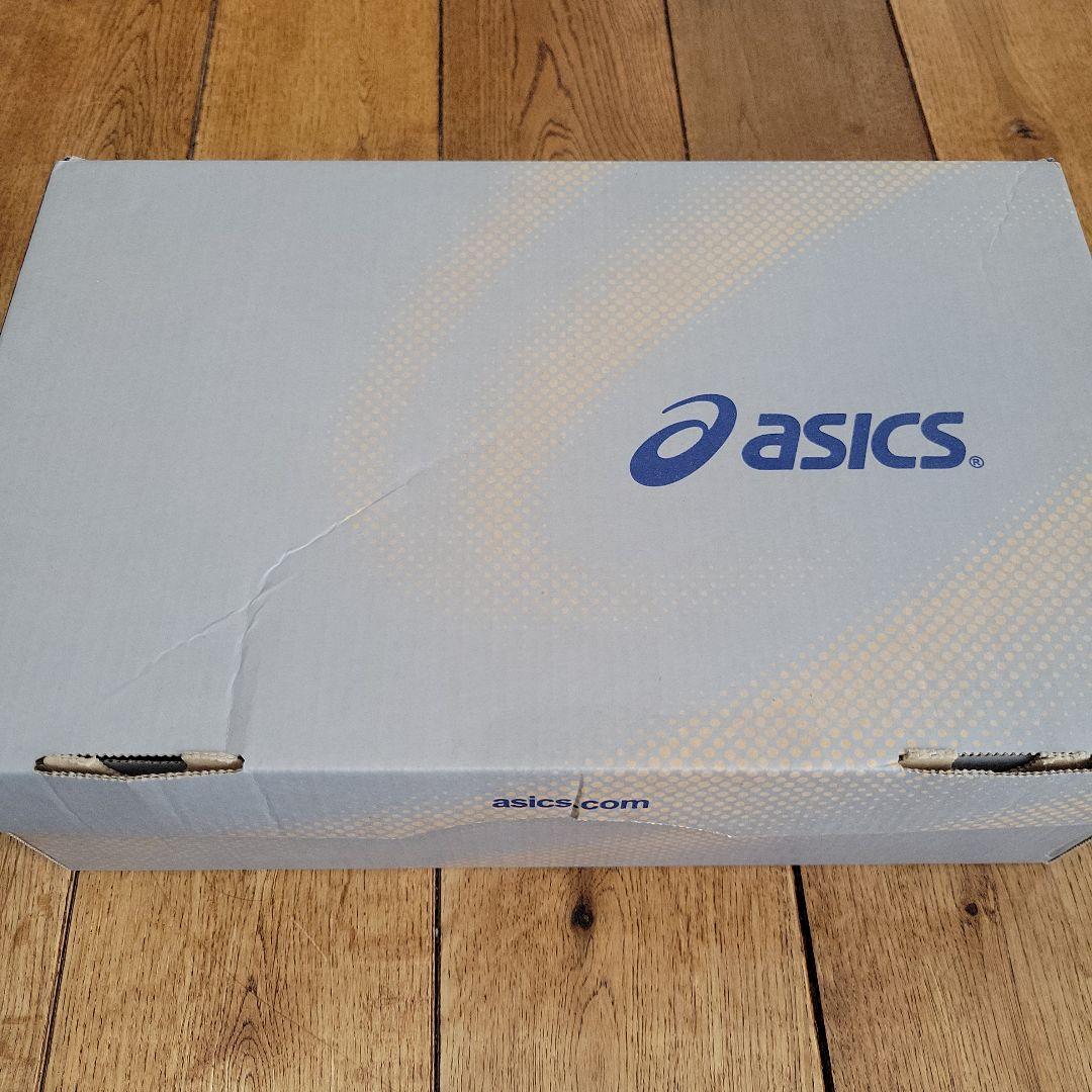 未使用　asics スパイクシューズ 青/黄色　 ベルクロストラップ　ピン付き